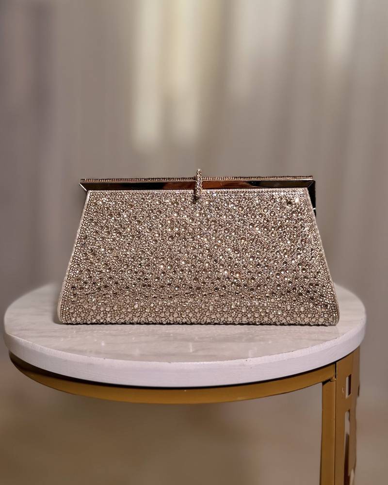 Evening bag studded with sparkling stones