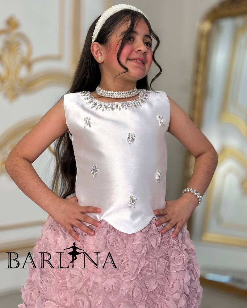 Girls silver and pink dress with sparkling details