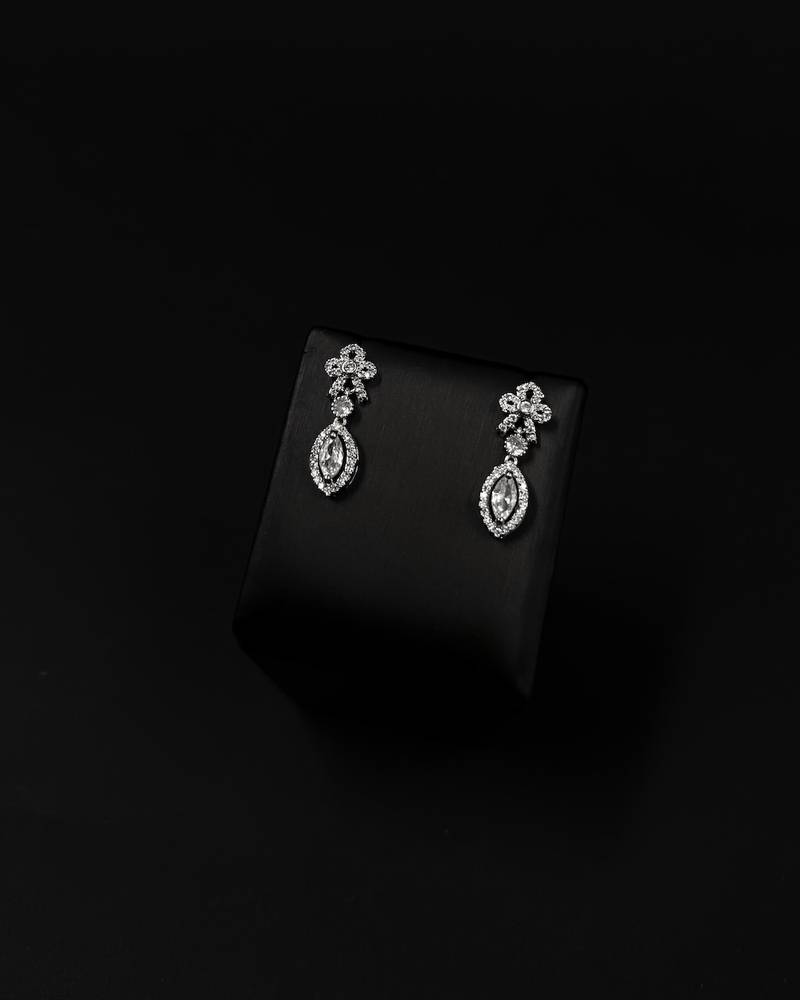 Delicate earrings adorned with sparkling stones