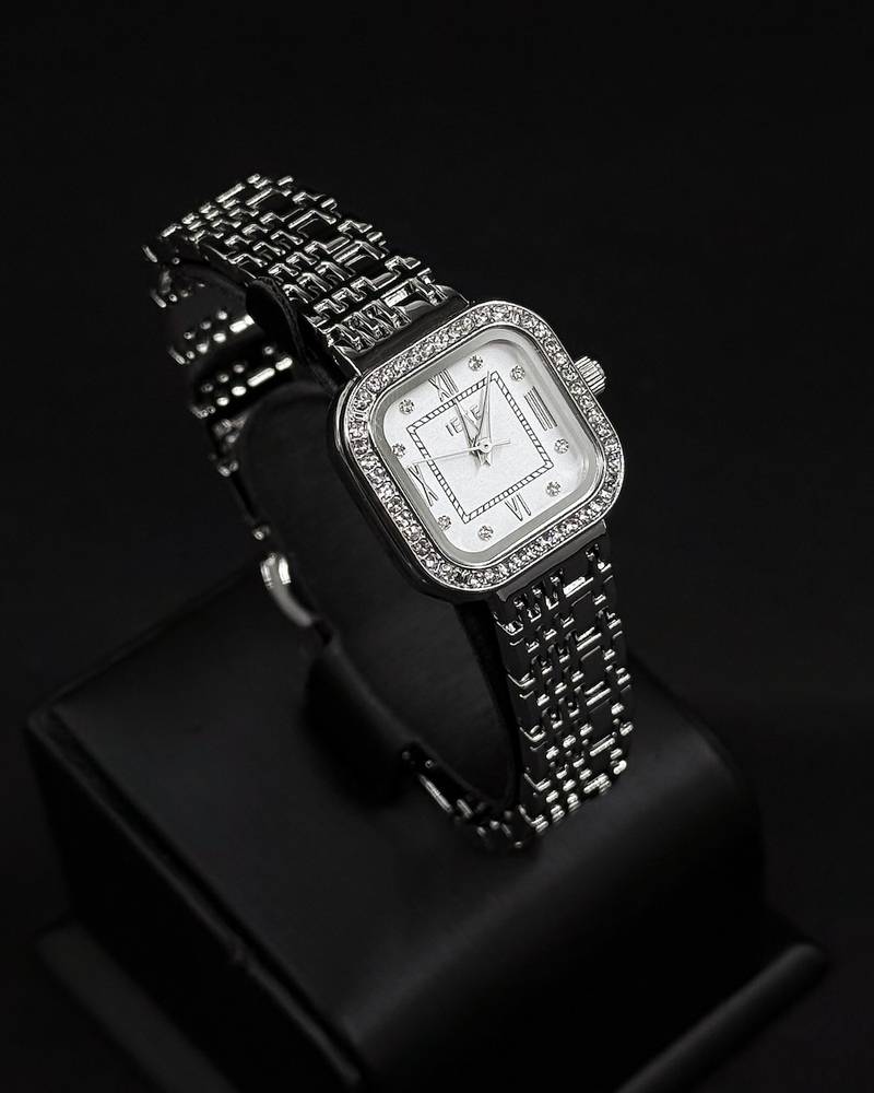 Classic women's wristwatch with a square frame