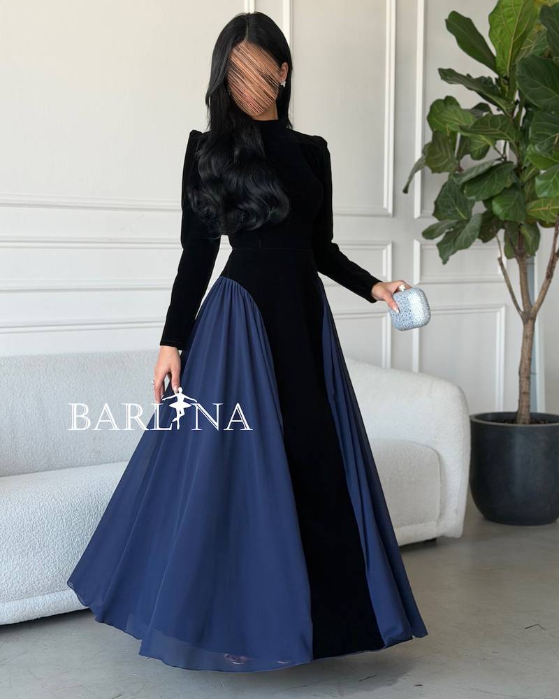 Black velvet dress with a soft design