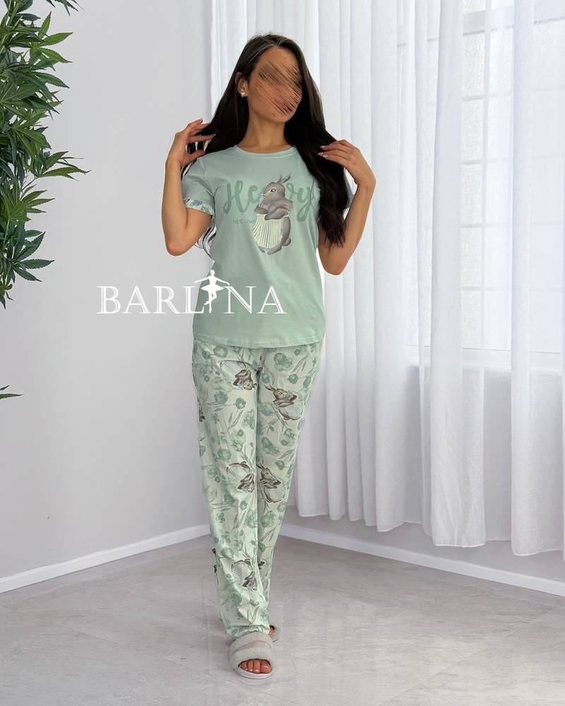 Stylish bunny-themed pajamas and patterned pants