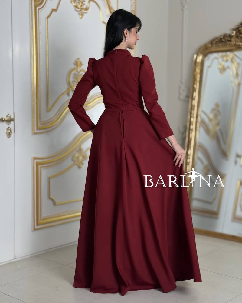 Elegant burgundy dress with delicate crystal detailing