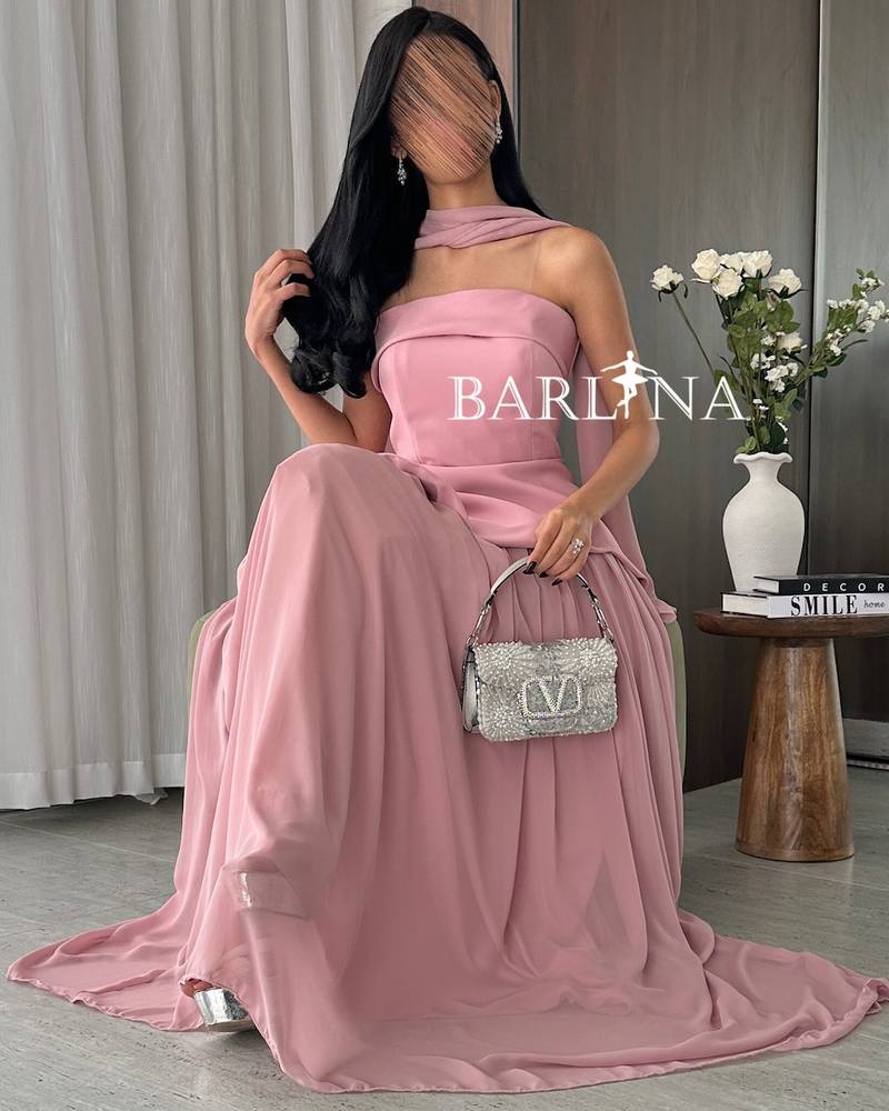 Pink dress with multiple soft pleats