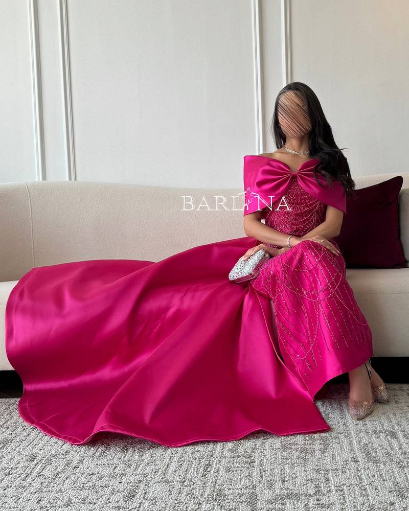 Fuchsia evening dress with shiny details