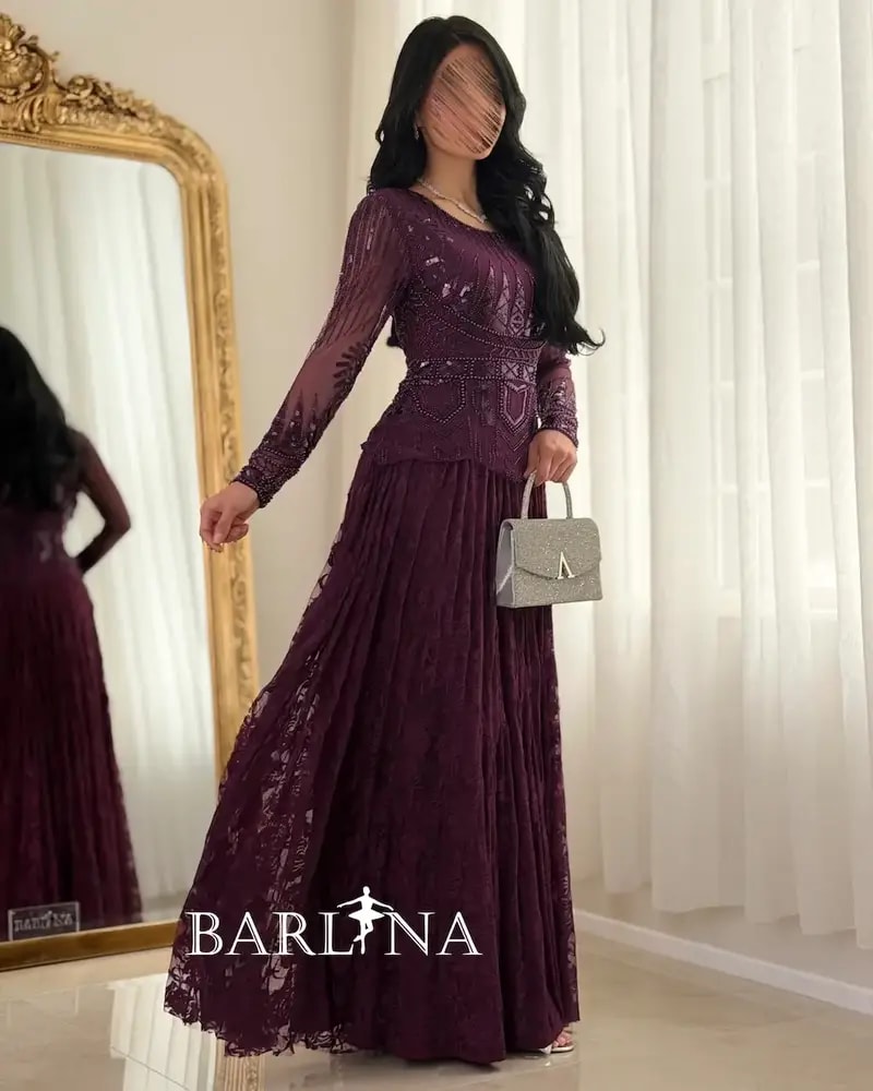 Lace evening dress with embroidered bodice