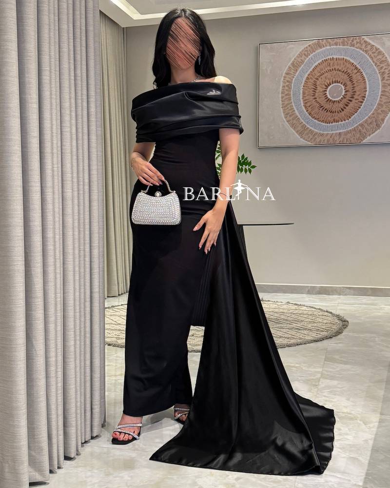 Black Taffeta Off Shoulder Bodycon Dress