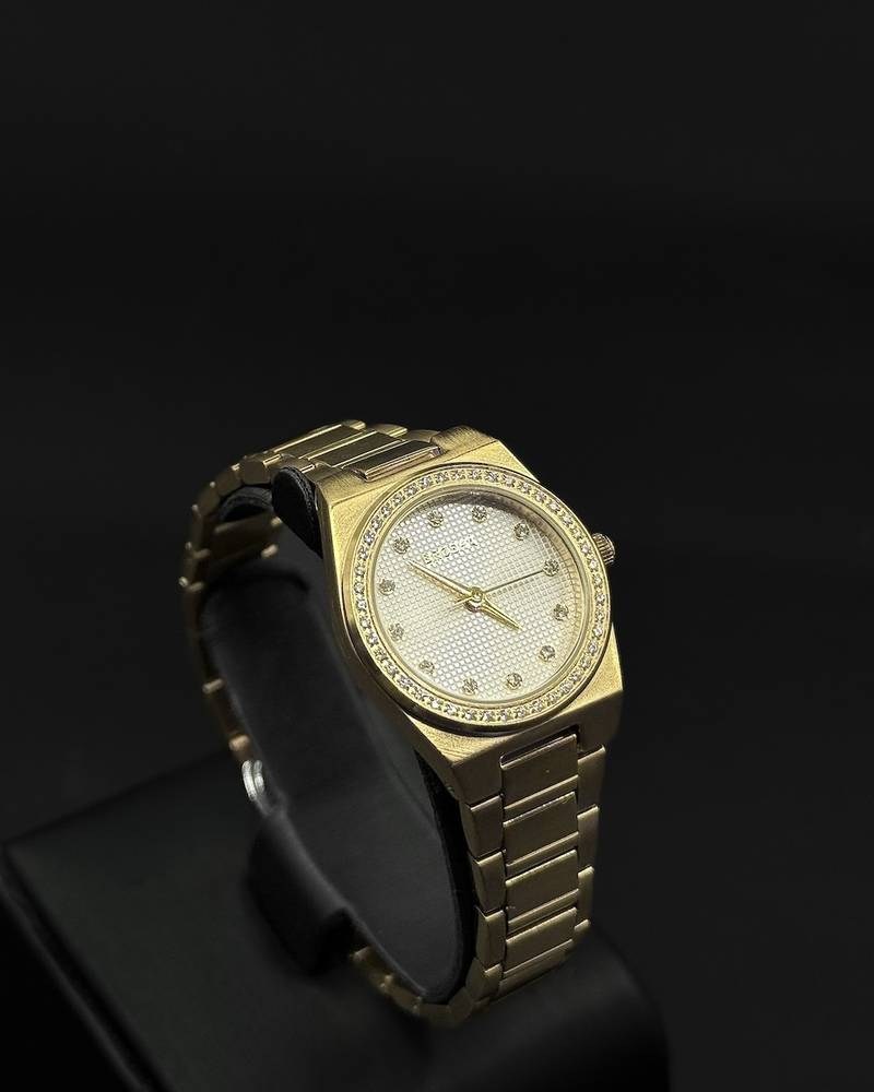 Women's watch with a bezel studded with rhinestones