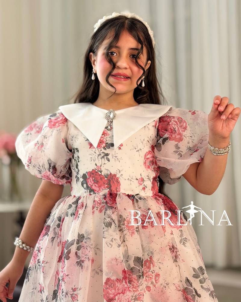 Girls' puffy floral dress