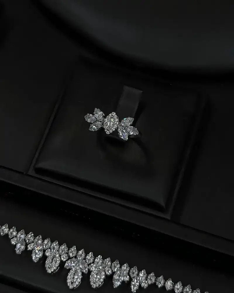 Elegant accessory set studded with sparkling crystals
