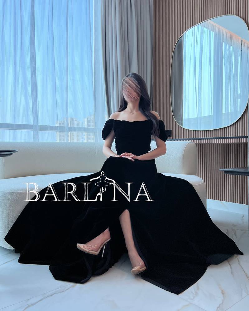Long black velvet dress