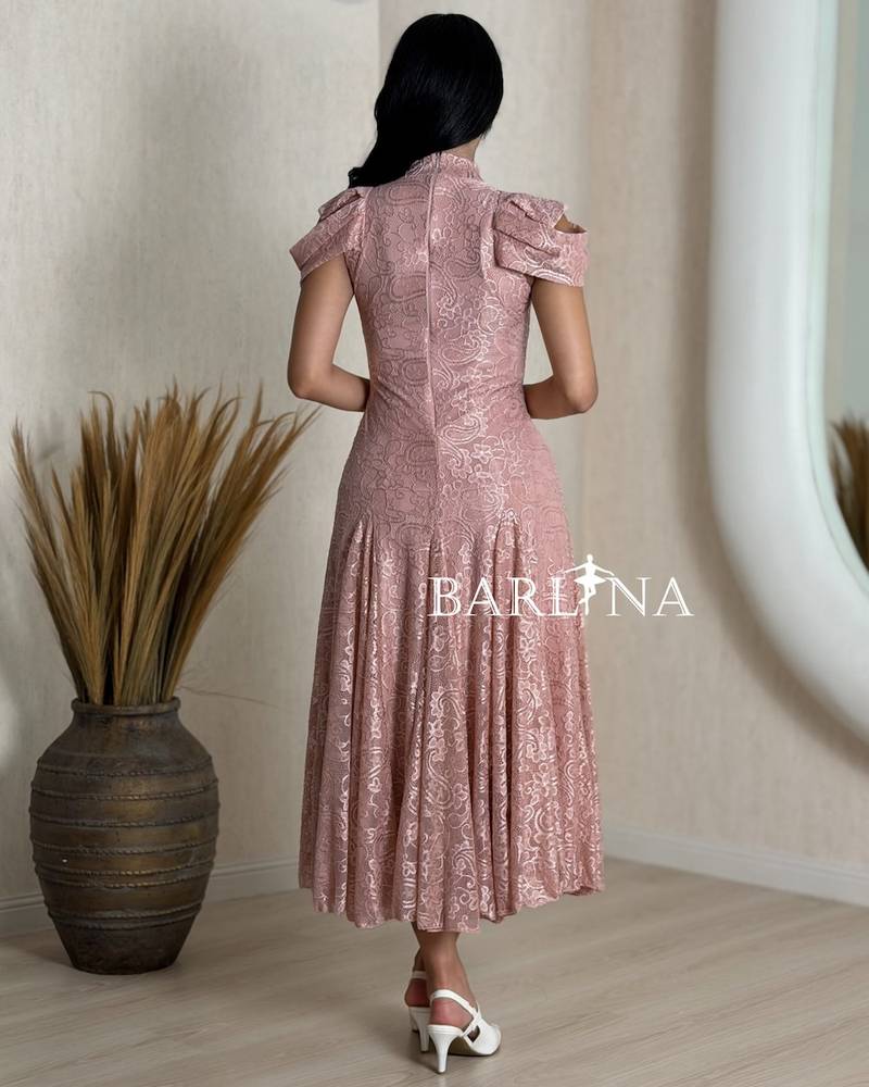 Soft pink midi dress with front buttons