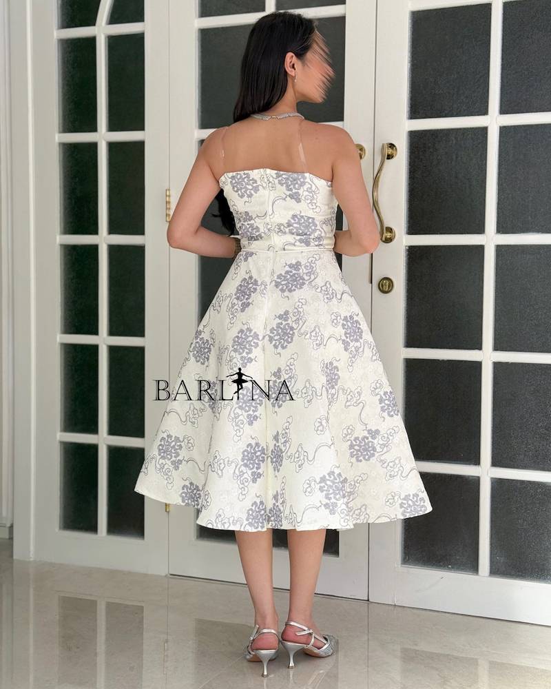 Off-white floral off-the-shoulder dress