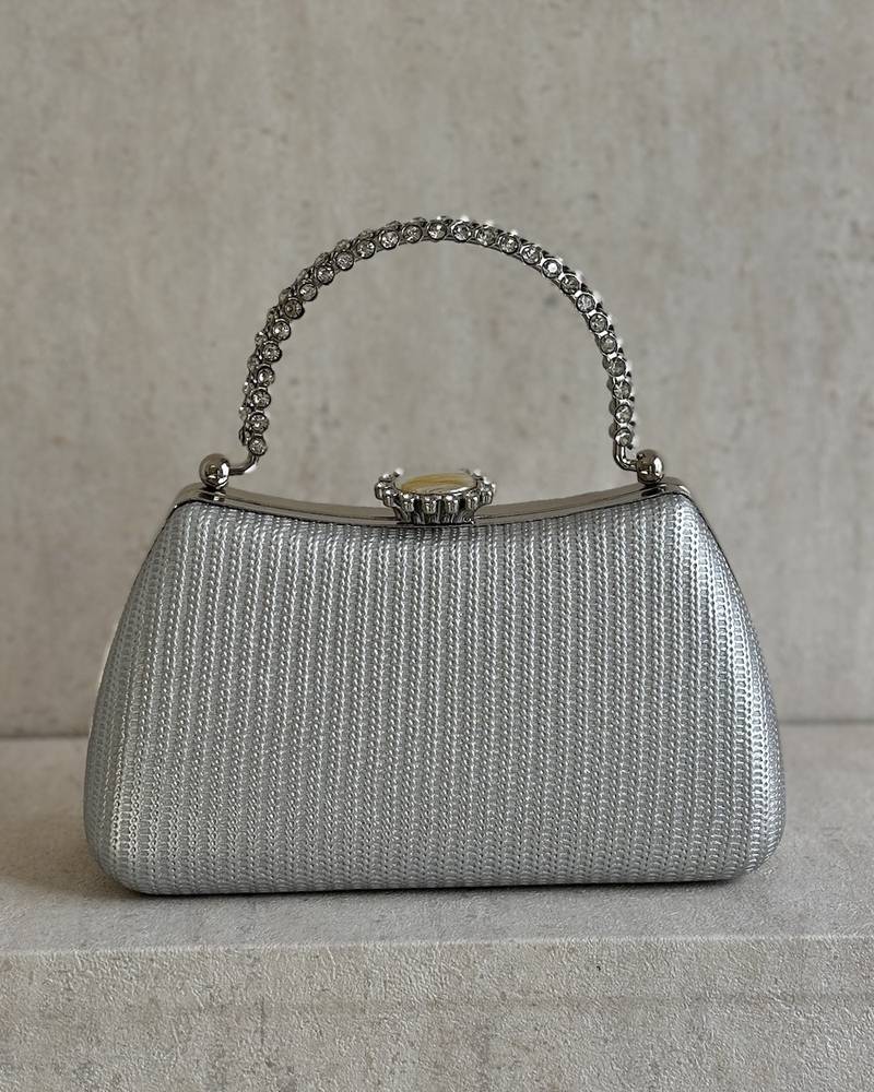 Handbag with a top handle, embellished with crystals