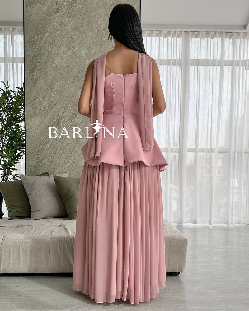 Pink dress with multiple soft pleats