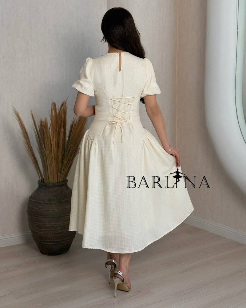 Soft off-white dress with front buttons