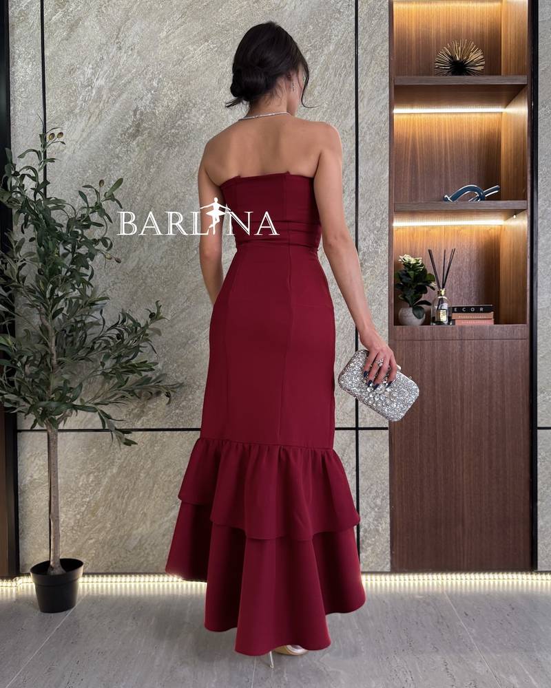 Burgundy Sleeveless Front Slit Dress