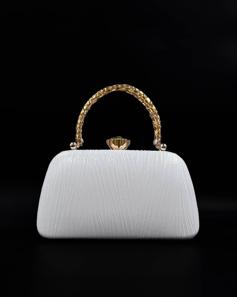 Women's evening bag with metal top handle
