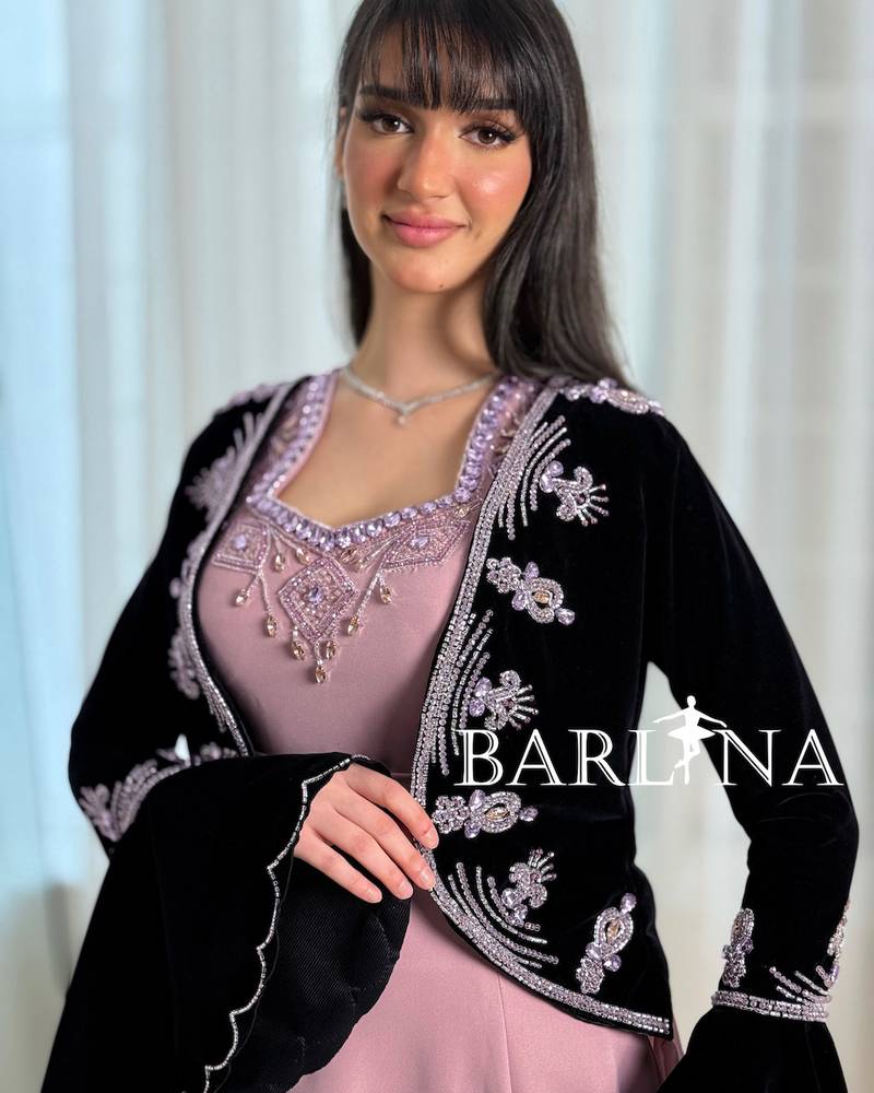 Jalabiya with a black jacket embroidered with beads