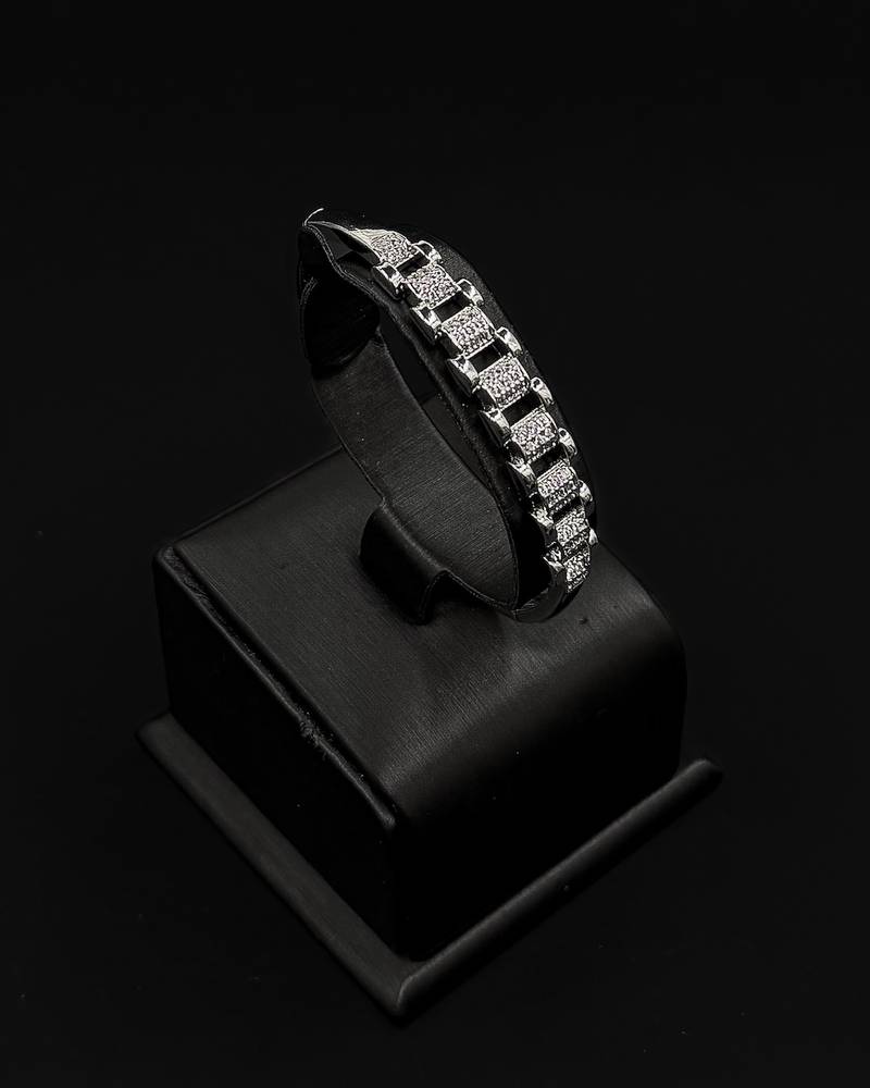 Delicate rectangular link bracelet and ring