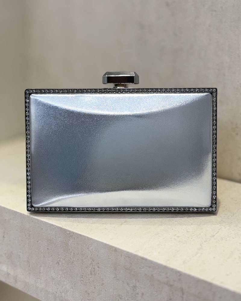 Evening Bag with a Square Crystal-Embellished Frame