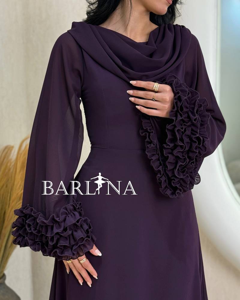 A soft purple dress with a drop collar.