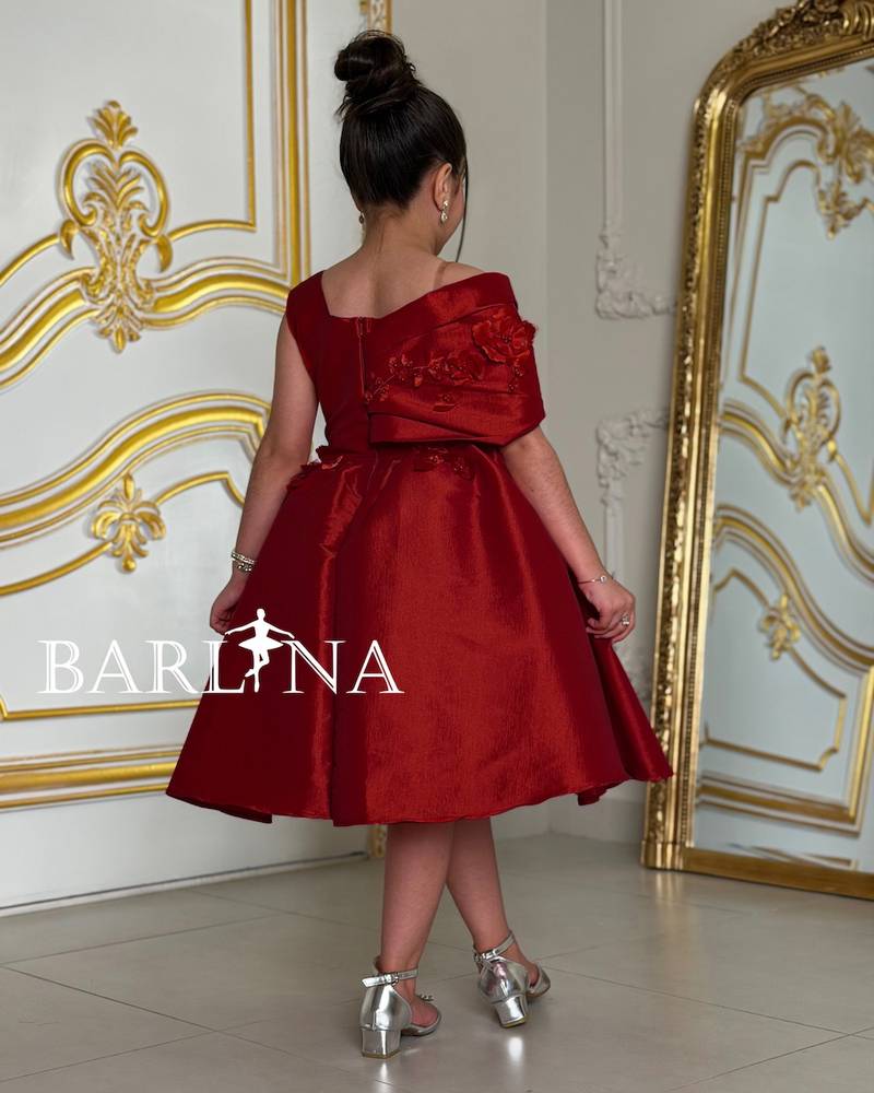red off-the-shoulder evening dress for girls