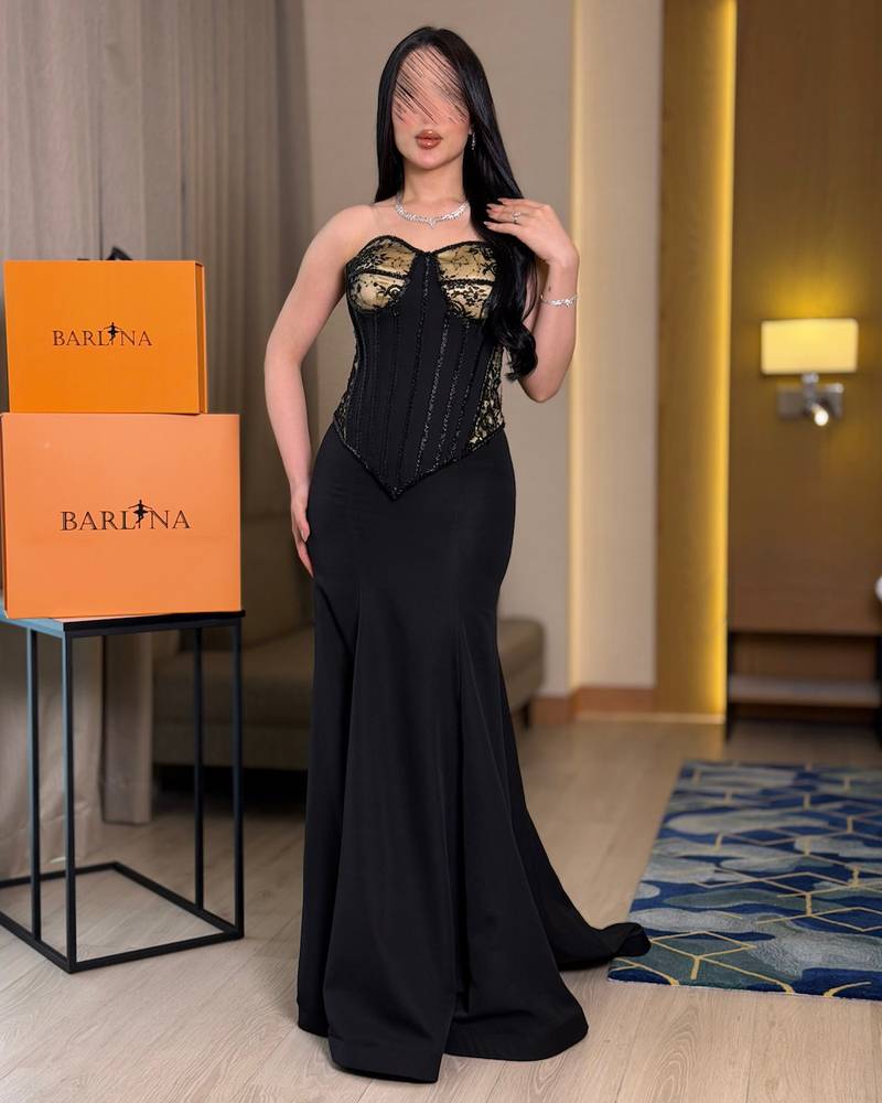 Black mermaid dress with lace corset