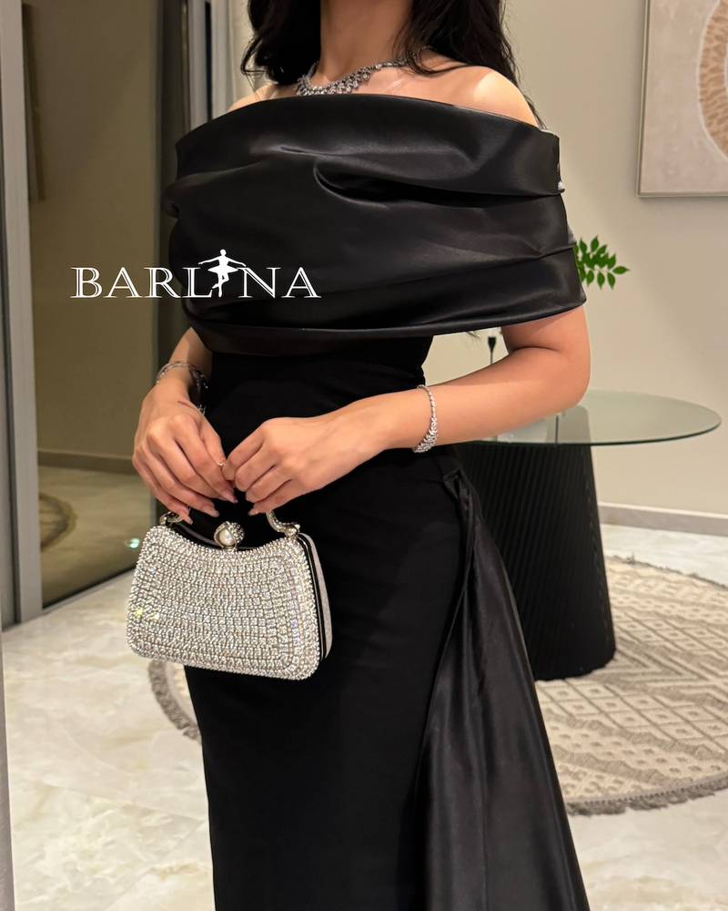 Black Taffeta Off Shoulder Bodycon Dress