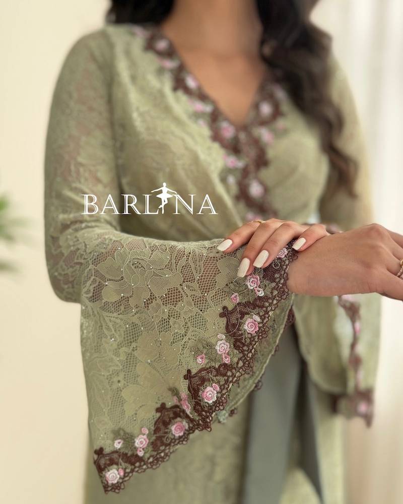 Light green lace dress with bell sleeves