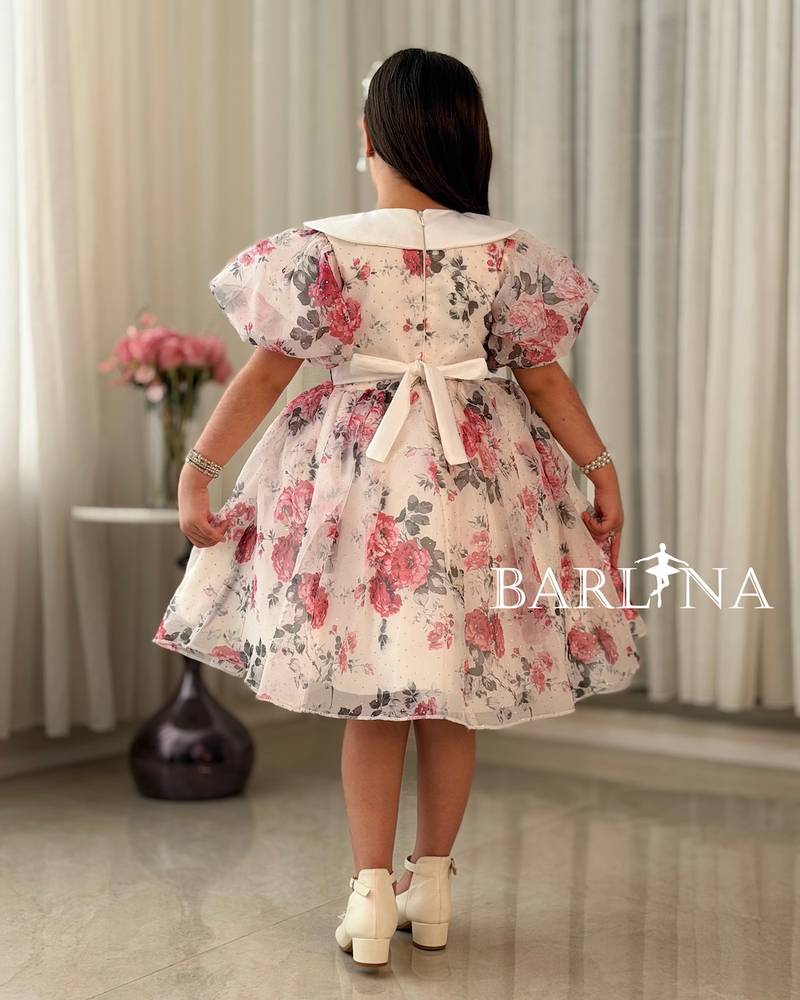 Girls' puffy floral dress