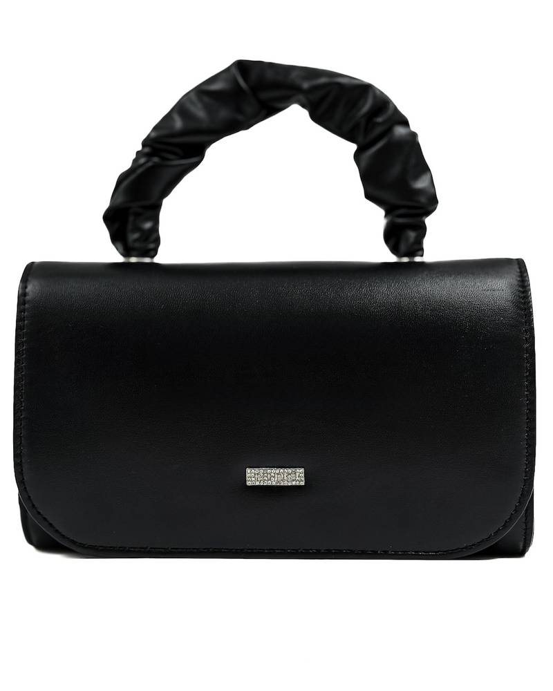 Stylish handbag with a crinkled top handle