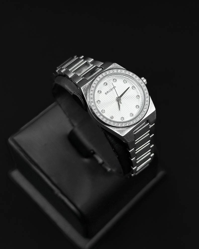 Women's watch with a bezel studded with rhinestones