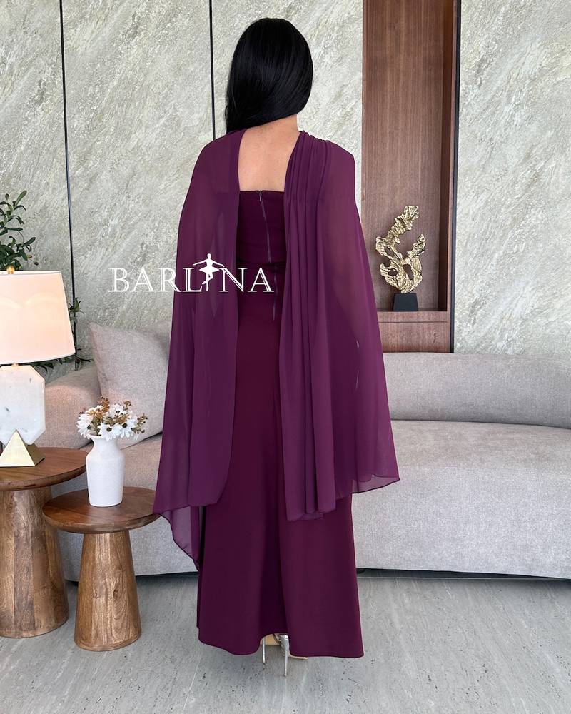 Soft magenta dress with sheer shawl