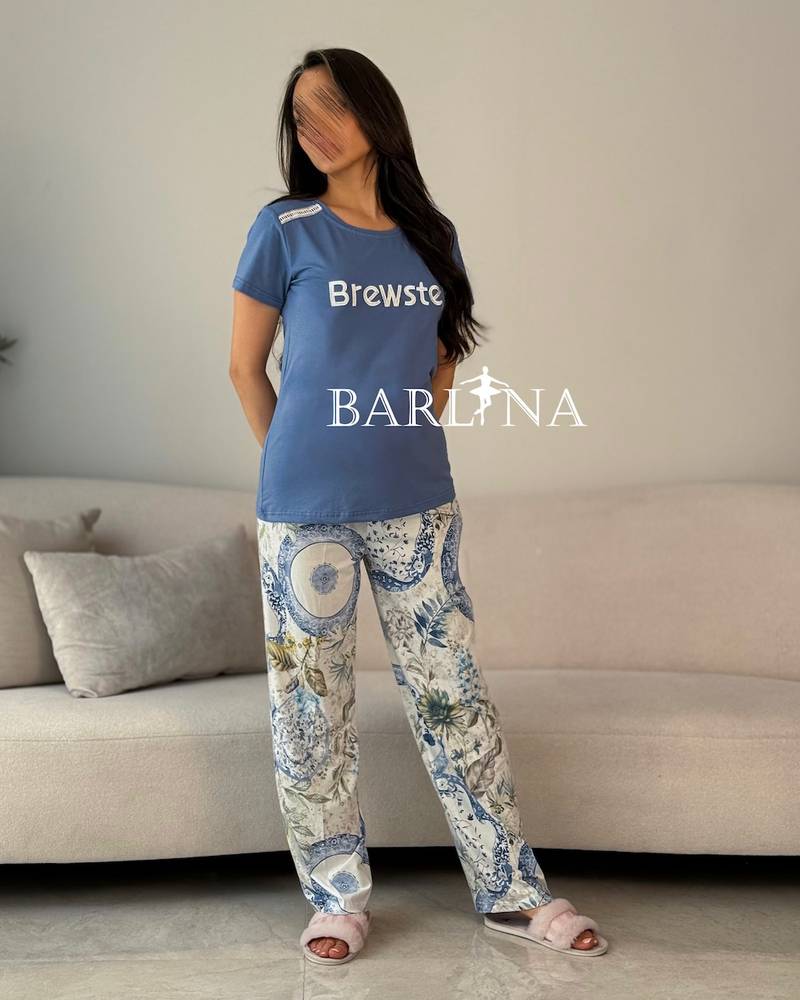 Stylish pajama set with patterned pants