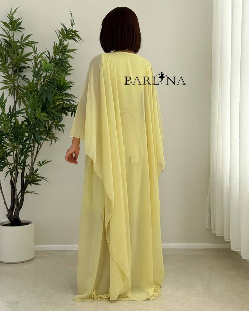 Lemon yellow loose-fitting dress