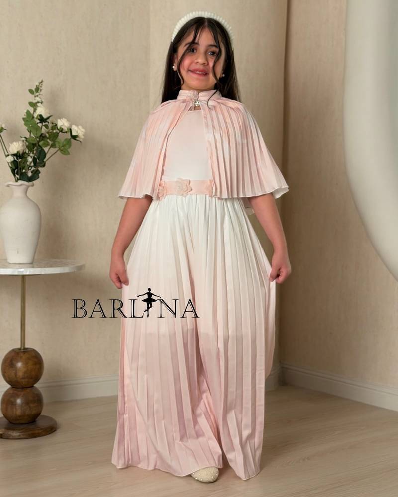 Girls' two-piece pleated jumpsuit
