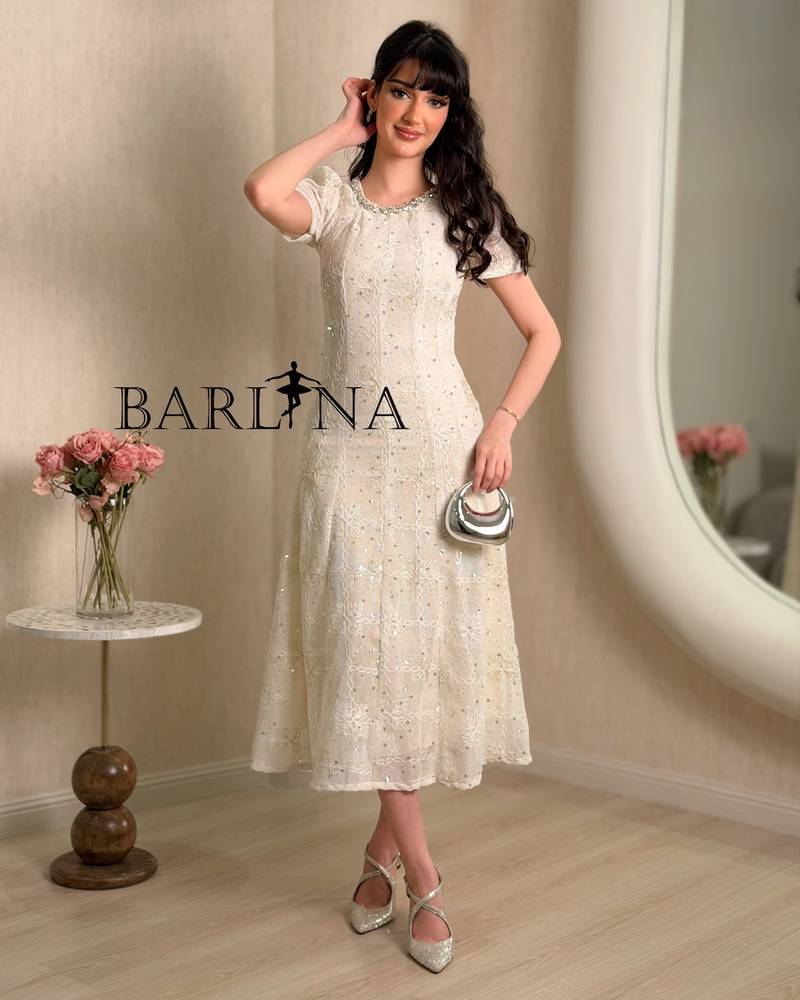 A soft and elegant dress embroidered with sequins