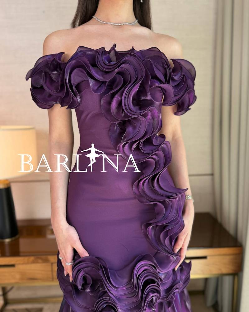 Purple dress with wide ruffles