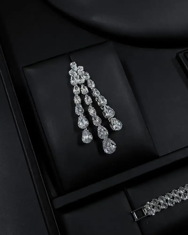 An accessory set adorned with elegant crystals and stones