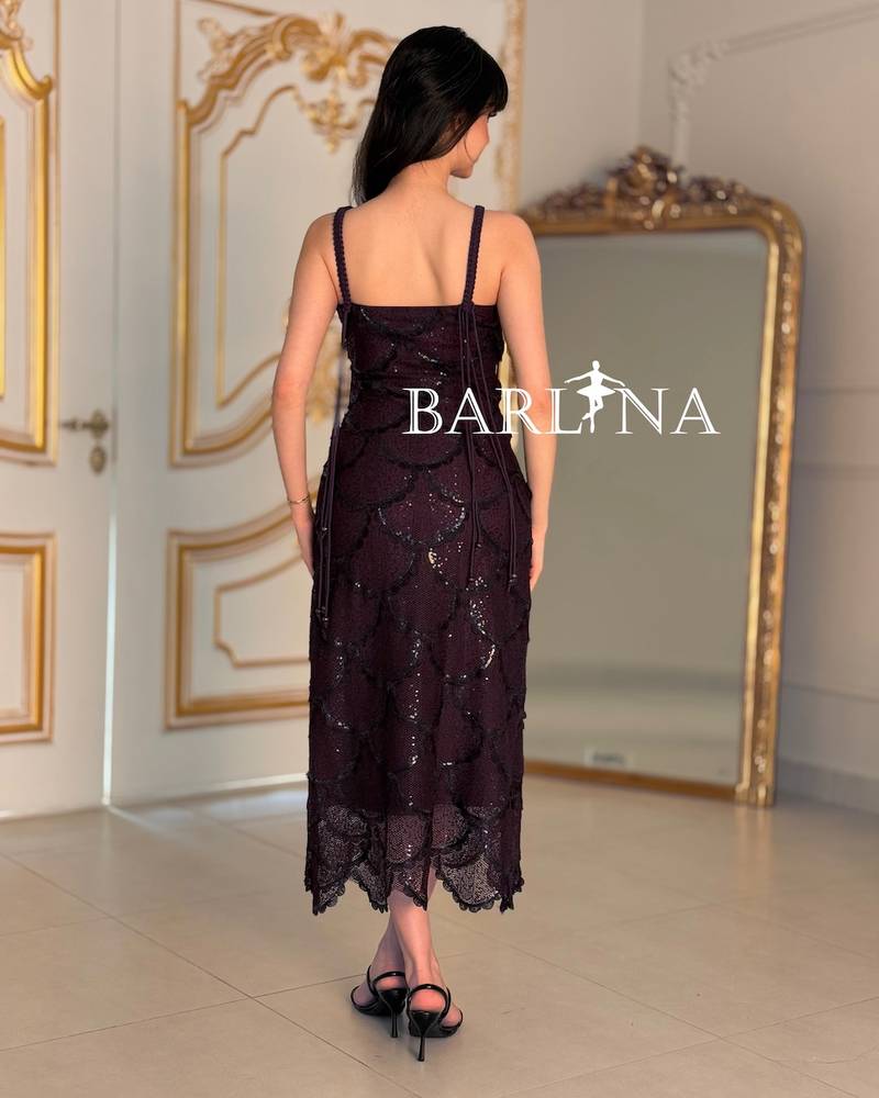 fitted dress with embroidered straps