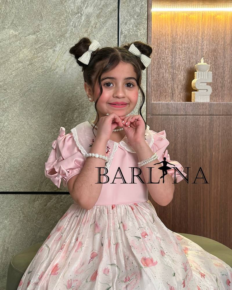 Girls pink dress with floral print