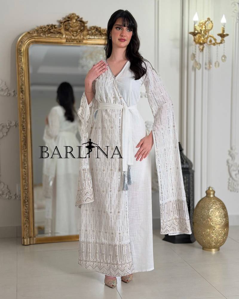 Luxurious wrap-style jalabiya adorned with sequins