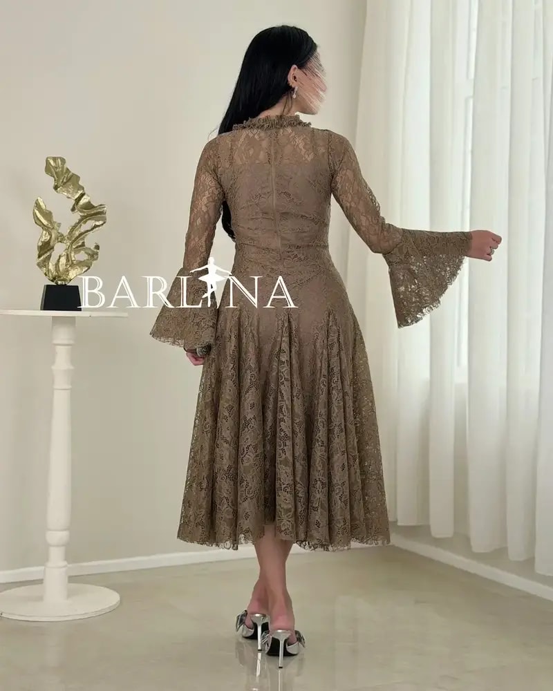 A soft dress adorned with elegant lace patterns