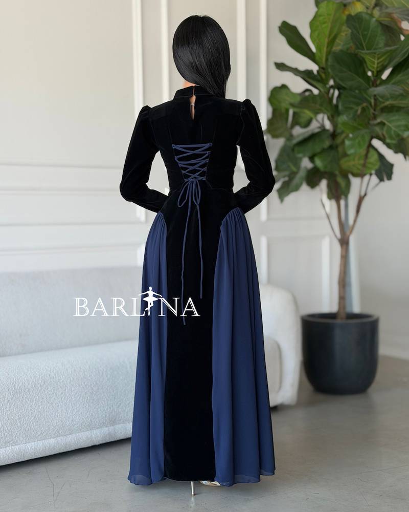 Black velvet dress with a soft design