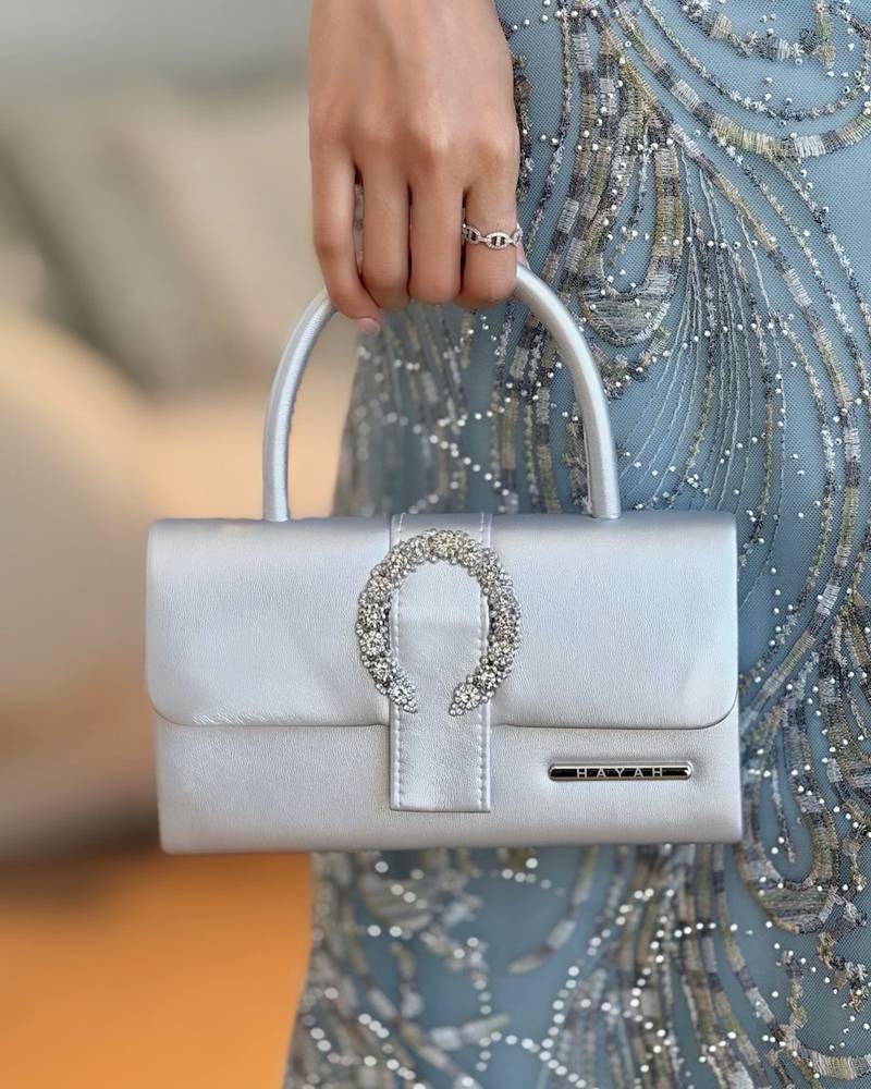Handbag decorated with crystal details