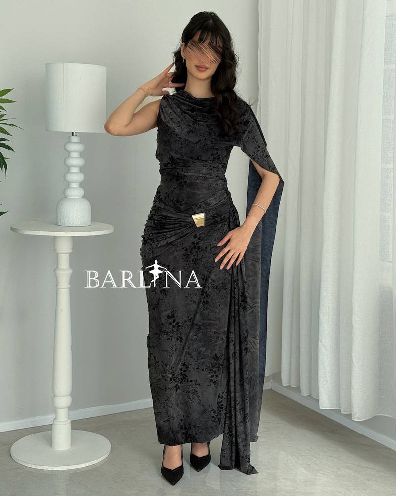 Elegant, soft black dress with side details