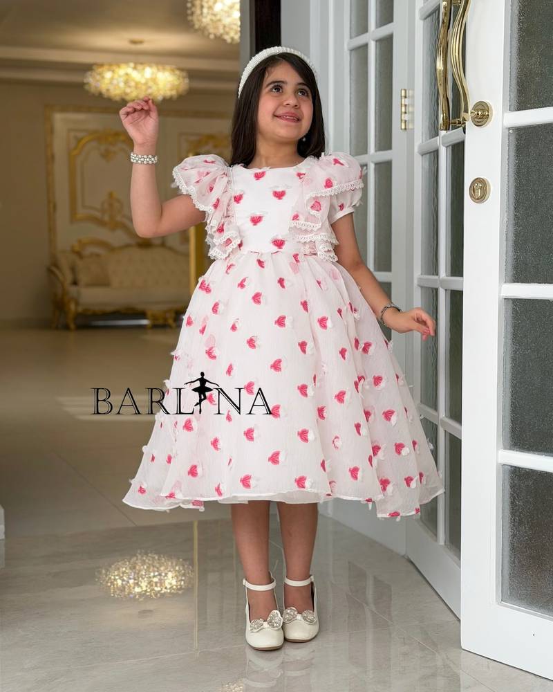 Soft white girl's dress with butterfly prints