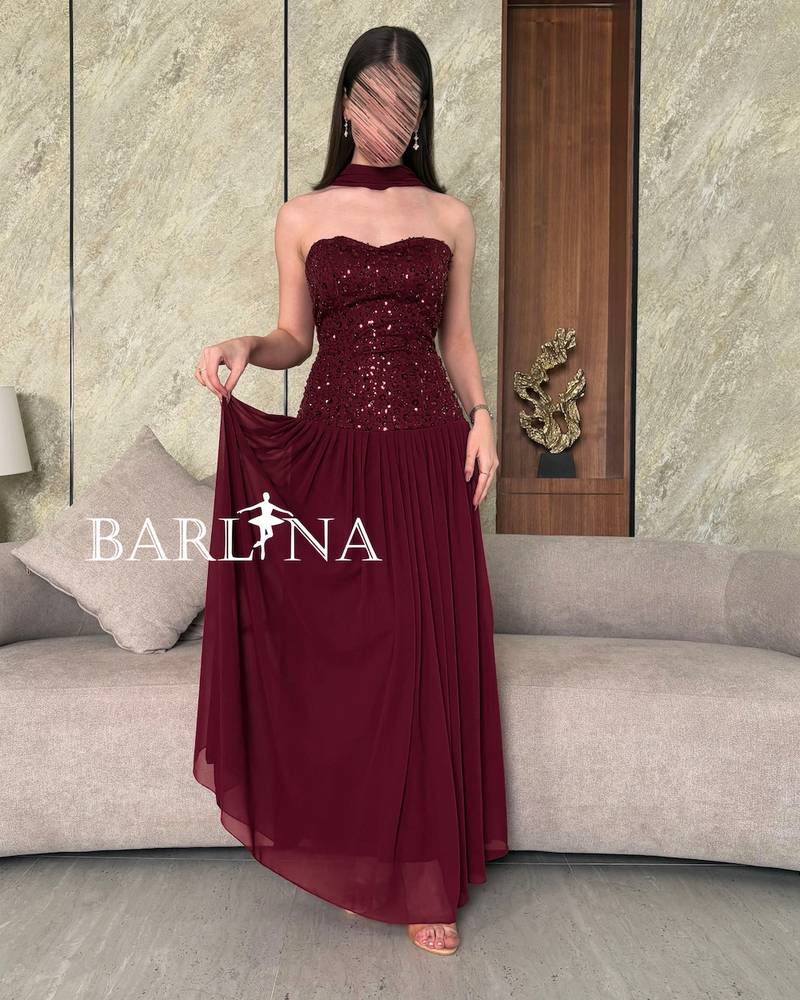 Burgundy dress with sequin top