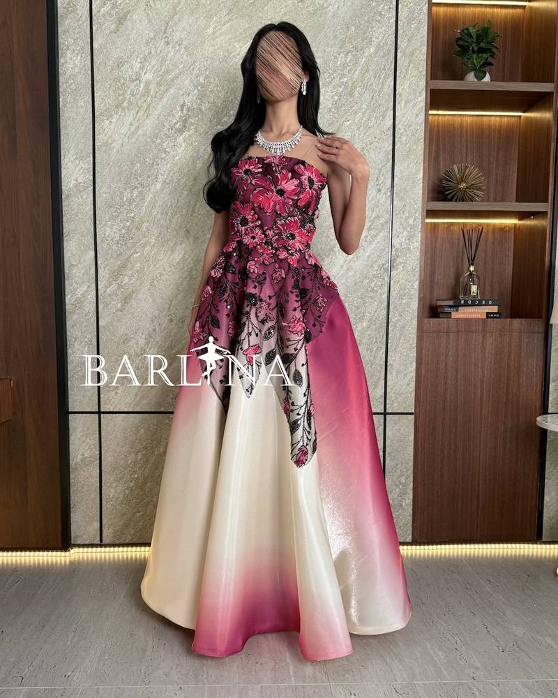 Floral embroidered evening dress with lace details